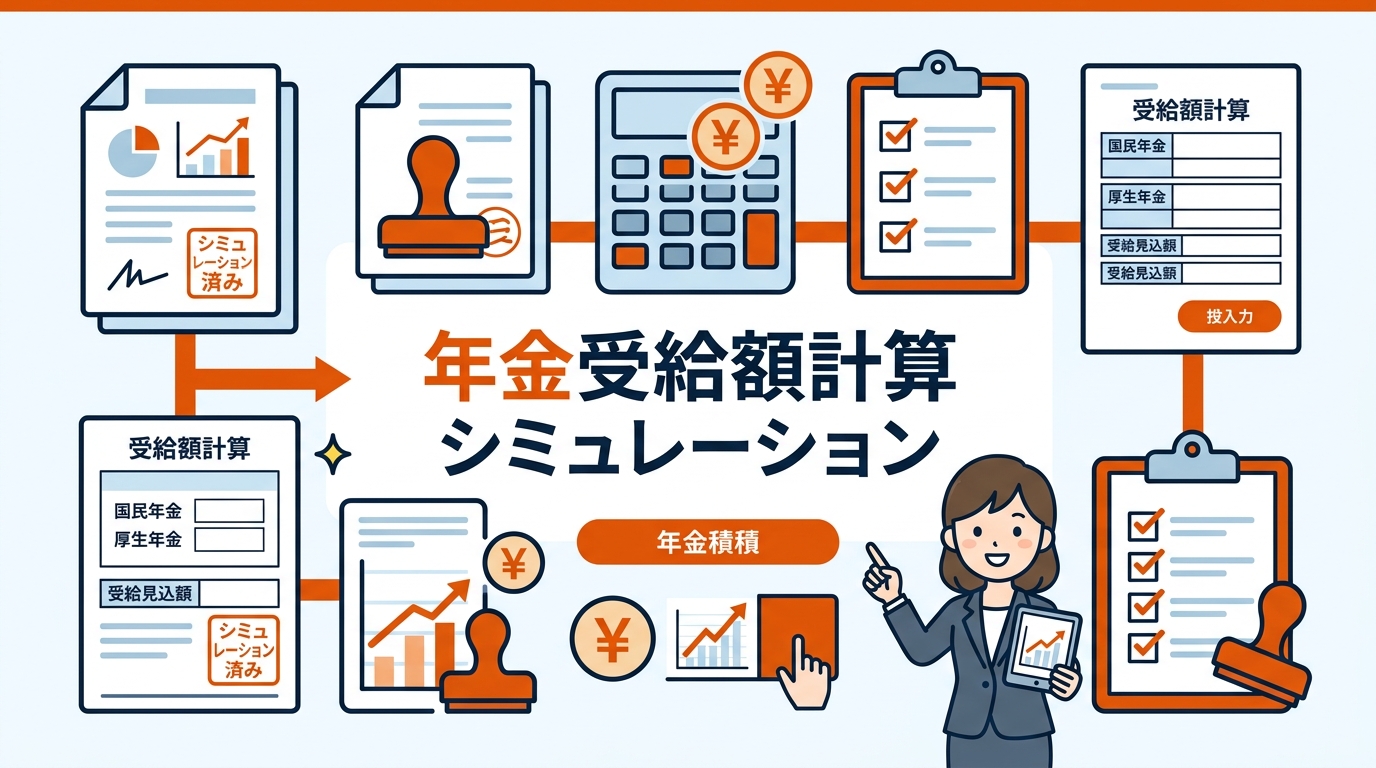 年金 受給額 計算 シミュレーション アイキャッチ画像