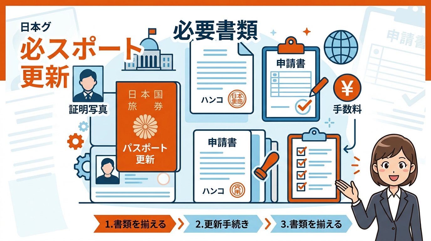 パスポート 更新 手続き 必要書類 アイキャッチ画像