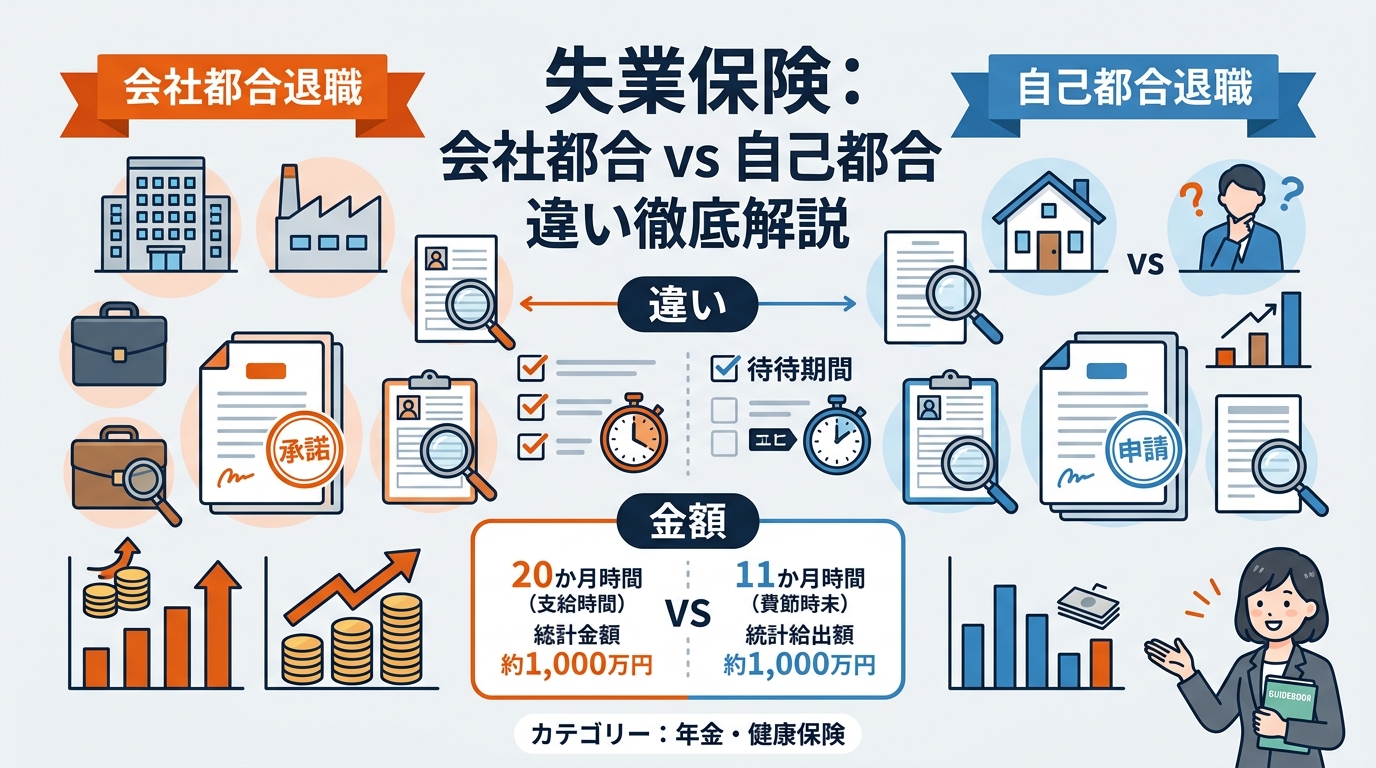 失業保険 会社都合 自己都合 違い 金額 アイキャッチ画像